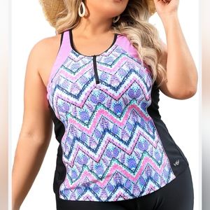 Plus Size Tankini Swimsuits Top for Women Swim Top Only Tummy Control Size 2XL.